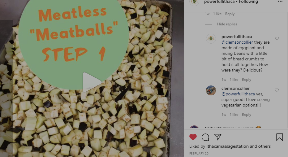 recipe of meatless meatballs on Instagram